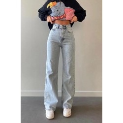 -buz Kar Likralı Süper Yüksek Bel Salaş Jeans Palazzo Pantolon. (süper Yüksek) Wide Leg