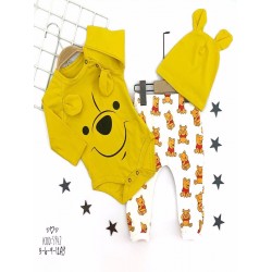 3-6-9-12 Ay Kulaklı Şapka Ayıcık Desenli Zıbınlı 3lü Kız Erkek Bebek Takımı 3-6-9-12 Ay Kulaklı Şapka Ayıcık Desenli Zıbınlı 3lü Kız Erkek Bebek Takımı