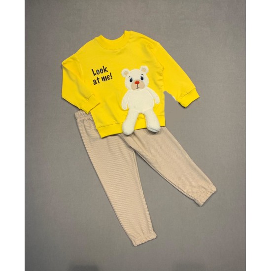 2-3-4 Yaş Ayıcık Sallanan Ayak Desenli Likra Penye Kumaş Sweat Pantolonlu Kız Erkek 2li Çocuk Takımı 2-3-4 Yaş Ayıcık Sallanan Ayak Desenli Likra Penye Kumaş Sweat Pantolonlu Kız Erkek 2li Çocuk Takımı