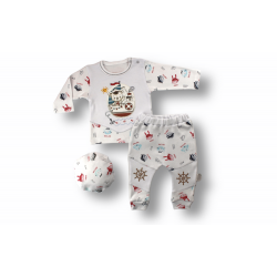 3-6 6-9 9-12 Ay Minik Korsan Nakışlı Şapkalı Uzun Kollu Sweatli 3lü Kız-erkek Bebek Takımı 3-6 6-9 9-12 Ay Minik Korsan Nakışlı Şapkalı Uzun Kollu Sweatli 3lü Kız-erkek Bebek Takımı