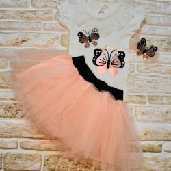 9-12-18 Ay Payetli Kelebek Nakışlı Taçlı Kısa Kollu Tütü Etek 3lü Kız Bebek Takımı 9-12-18 Ay Payetli Kelebek Nakışlı Taçlı Kısa Kollu Tütü Etek 3lü Kız Bebek Takımı