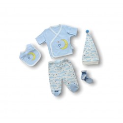 Ay Dedem Nakışlı %100 Cotton Antibakteriyel 5li Zıbın Takımı Hastane Çıkışı Ay Dedem Nakışlı %100 Cotton Antibakteriyel 5li Zıbın Takımı Hastane Çıkışı