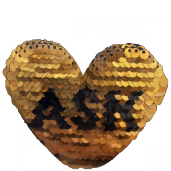 Aplike Ütü İle Yapışan Aşk Yazılı Pullu Sarı Arma 4x4 Cm