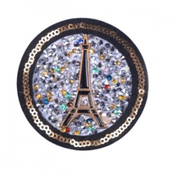 Aplike Ütü İle Yapışan Taşlı Eyfel Kulesi Siyah Arma 6 Cm