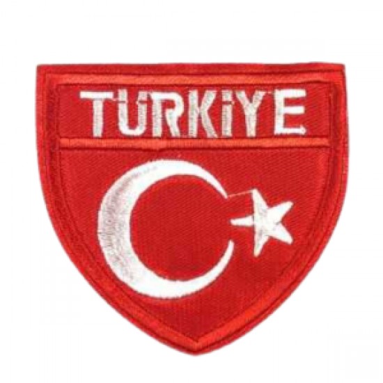 Aplike Ütü İle Yapışan Türk Bayrağı Türkiye Yazılı Arma 4 Cm