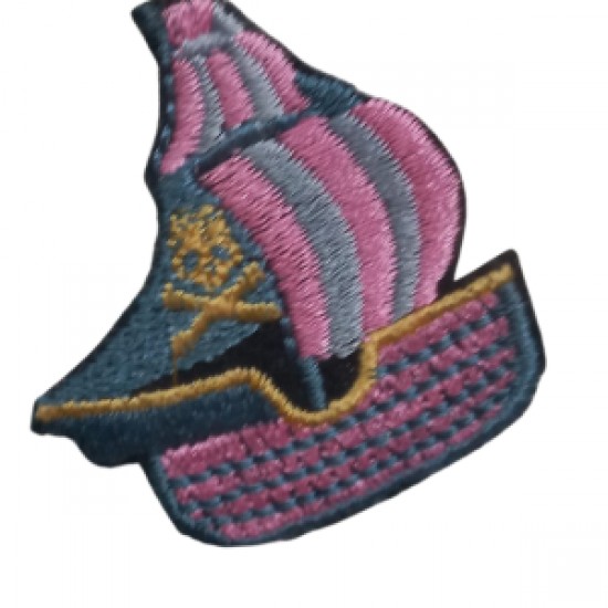 Aplike Ütü İle Yapışan Yelkenli Pembe Arma 4x3 Cm