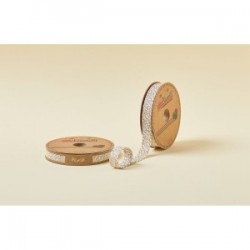 Biye Beyaz Çiçekli Katlı A04 Kahverengi 2 Cm 25 Metre  %65 Koton %35 Polyester