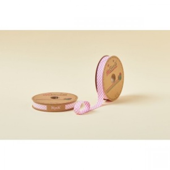 Biye Ekoseli Katlı E02 Pembe 2 Cm 25 Metre %65 Koton %35 Polyester