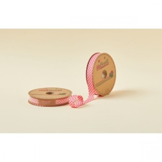 Biye Ekoseli Katlı E03 Kırmızı 2 Cm 25 Metre %65 Koton %35 Polyester