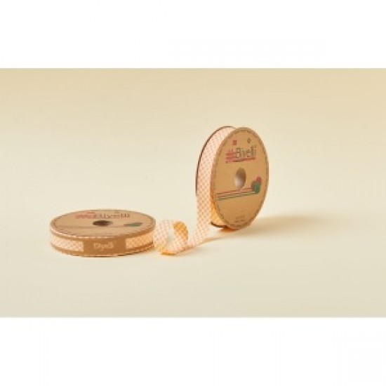 Biye Ekoseli Katlı E06 Turuncu 2 Cm 25 Metre %65 Koton %35 Polyester