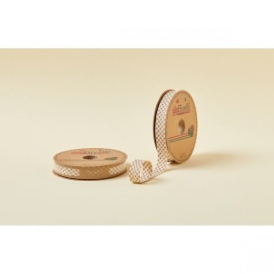 Biye Ekoseli Katlı E09 Kahverengi 2 Cm 25 Metre %65 Koton %35 Polyester