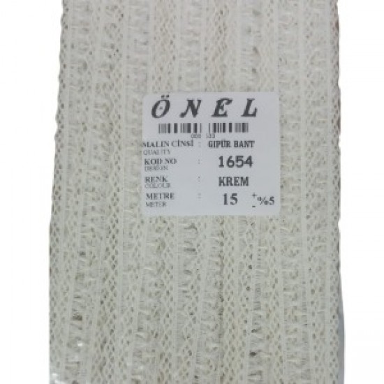 Dantel Polyester Güpür Bant Krem 15 Metre En 3 Cm On-1654-k