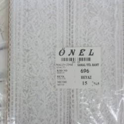 Dantel Polyester Sanal Tül Bant Beyaz 15 Metre En 6 Cm On-696-b