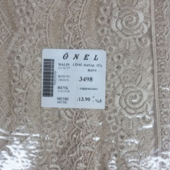 Dantel Polyester Sanal Tül Bant Cappucino 13,90 Metre En 6 Cm On-3498-c