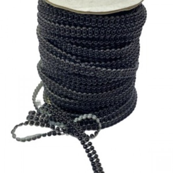 Dikilebilir Sıralı İnci En 1 Cm Siyah 5 Metre