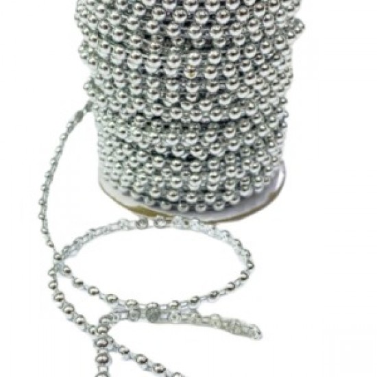 Dikilebilir Sıralı İnci Tekli En 1 Cm Gümüş 10 Metre