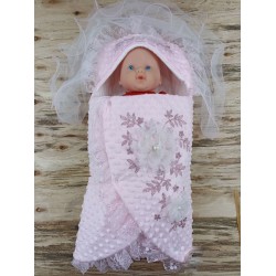 Yenidoğan Topçikli Gül Bahçesi Tül Örtülü Kız Erkek Bebek Klasik Kundak Bebek Battaniyesi