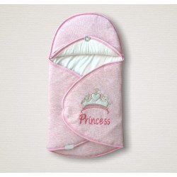 Yenidoğan Princess Nakışlı Çizgi Efektli Kız Bebek Klasik Kundak Bebek Battaniyesi