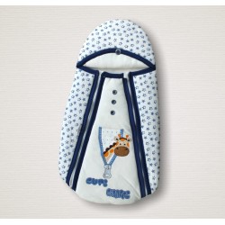 Yenidoğan Zürafa Nakışlı Çift Fermuarlı Erkek Kundak Bebek Battaniyesi