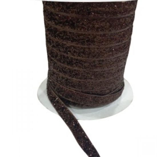 Kadife Kurdele Simli 1 Cm Kahverengi 5 Metre