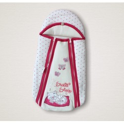 Yenidoğan Sevimli Uykucu Kedi Nakışlı Şapkalı Çift Fermuarlı Kız Bebek Kundak Bebek Battaniyesi