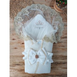 Yenidoğan Tericotton Örgülü Trilüx Bebek Battaniyesi Kundak