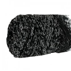 Makrome İpi 3mm Polyester Siyah Gümüş  Simli