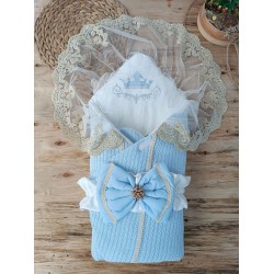 Yenidoğan Tericotton Örgülü Trilüx Bebek Battaniyesi Kundak