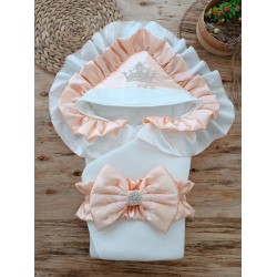 Yenidoğan Mehtap Lüks Kelebek Taç Nakışlı Bebek Battaniyesi Kundak