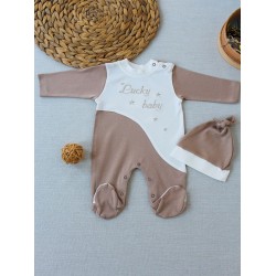 0-3 3-6 Ay Lucky Baby Nakışlı Es Çizgi Boy Şapkalı Erkek Bebek Tulumu