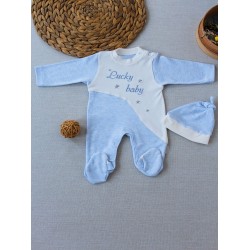 0-3 3-6 Ay Lucky Baby Nakışlı Es Çizgi Boy Şapkalı Erkek Bebek Tulumu