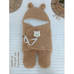 Yenidoğan Kulaklı Şapkalı Açılır Kucaklı Cırt Kapamalı Ayaklı Bebek Battaniyesi Kundak