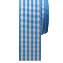 Tafta Çizgi Desen Kurdele 25 Mm Mavi 1 Metre