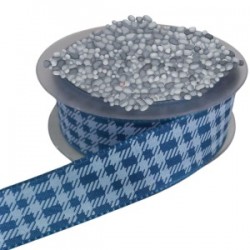 Tafta Ekoseli Kurdele 25 Mm İndigo 5 Metre