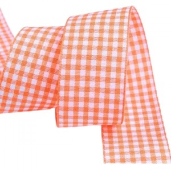 Tafta Ekoseli Kurdele 25 Mm Turuncu 10 Metre