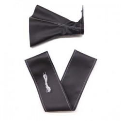 Tüm Araçlara Uyumlu Direksiyon Kılıfı Ve Vites Körüğü Siyah Deri Gri Nakışlı