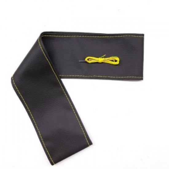 Tüm Araçlara Uyumlu Deri Direksiyon Kılıfı, Dikmeli Sarı Dikişli