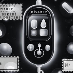 Diyabet Ölçüm Takip Çizelgesi Defteri A Kalite Özel Tasarım 3 Aylık A5 Siyah-beyaz