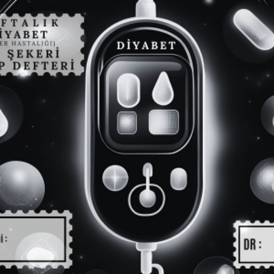 Diyabet Ölçüm Takip Çizelgesi Defteri A Kalite Özel Tasarım 3 Aylık A5 Siyah-beyaz