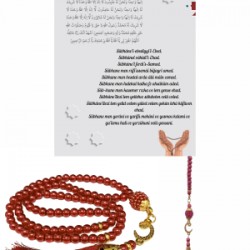 Namaz Tesbihi Vavlı 99lu Cam İncili İsmi Azam Dua Kartı İle Fuşya Renk Hediyelik