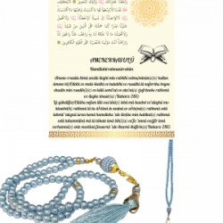 Namaz Tesbihi Vavlı 99lu Cam İncili Amenerrasulü Dua Kartı İle Mavi Renk Hediyelik