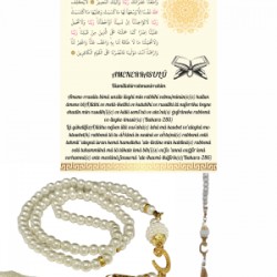 Namaz Tesbihi Vavlı 99lu Cam İncili Amenerrasulü Dua Kartı İle Krem Renk Hediyelik