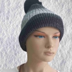 El Örgüsü Doğal Yün Ve Akrilik Karışımlı Sıcacık Kış Beresi Koyu Gri Karışık Renk