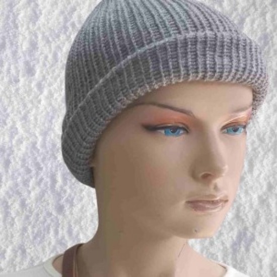 El Örgüsü Doğal Yün Ve Akrilik Karışımlı Sıcacık Kış Beresi Gri Renk