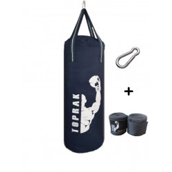 Boks Torbası Eldiven, Karabina Ve Bandaj Hediyeli İçi Dolu 50x20 Cm Lacivert