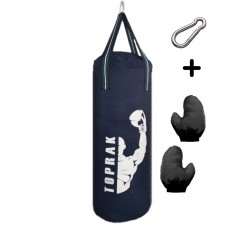 Boks Torbası Eldiven Ve Karabina Hediyeli İçi Dolu 50x20 Cm Lacivert