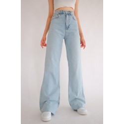 -buz Kar Likralı Süper Yüksek Bel Salaş Jeans Palazzo Pantolon. (süper Yüksek) Wide Leg