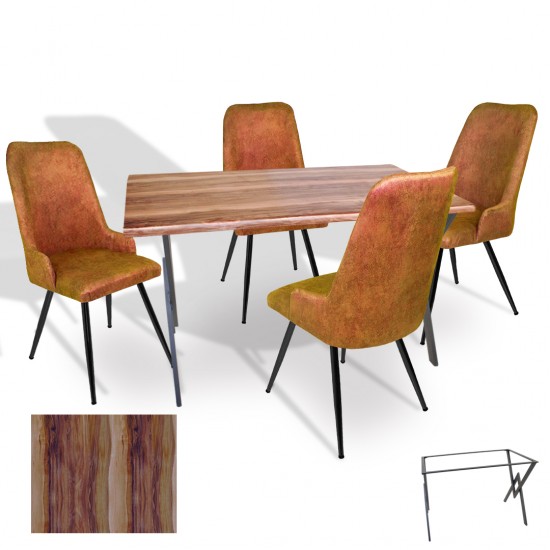 Anemon - Çırağan Masa Takımı (Werzalit, Allzalit, Vermodin Tabla 80x140) – (Indıana Wood - Kiremit)