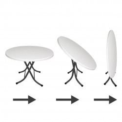 Klasik Katlanır Werzalit Yuvarlak Tabla Masa 90cm  - Siyah