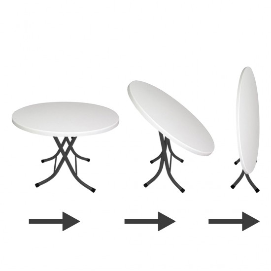 Klasik Katlanır Werzalit Yuvarlak Tabla Masa 90cm  - Siyah